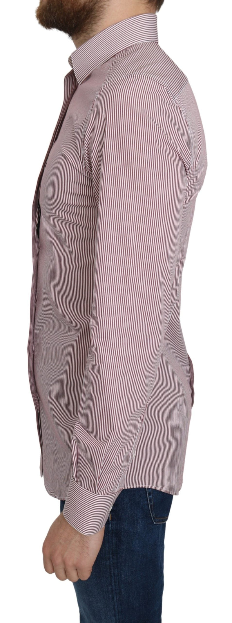 Red White Striped Dress Cotton Silk Shirt