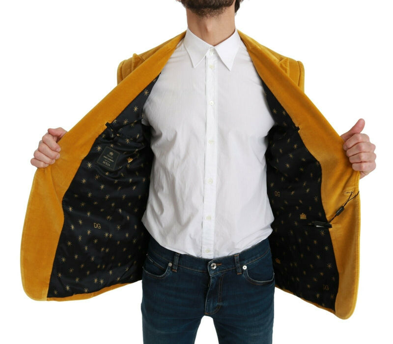 Yellow Velvet Slim Fit Jacket SICILIA Blazer