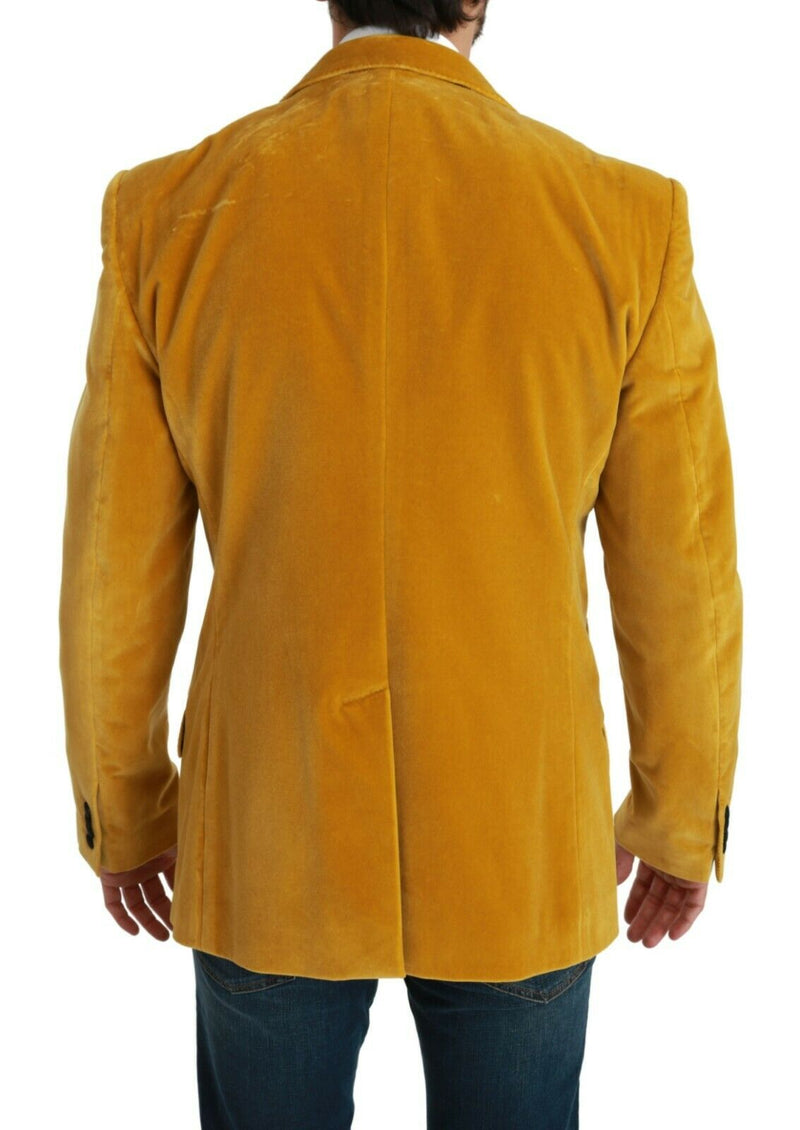 Yellow Velvet Slim Fit Jacket SICILIA Blazer