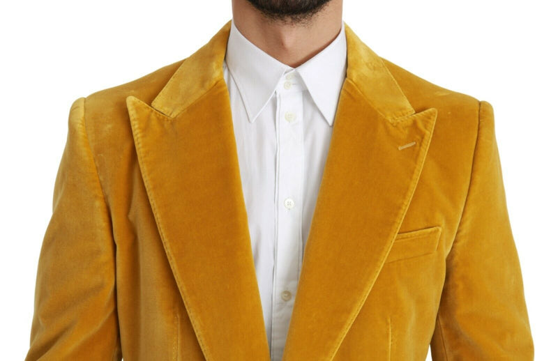 Yellow Velvet Slim Fit Jacket SICILIA Blazer
