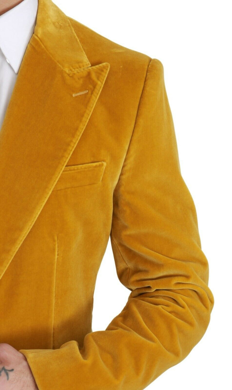 Yellow Velvet Slim Fit Jacket SICILIA Blazer