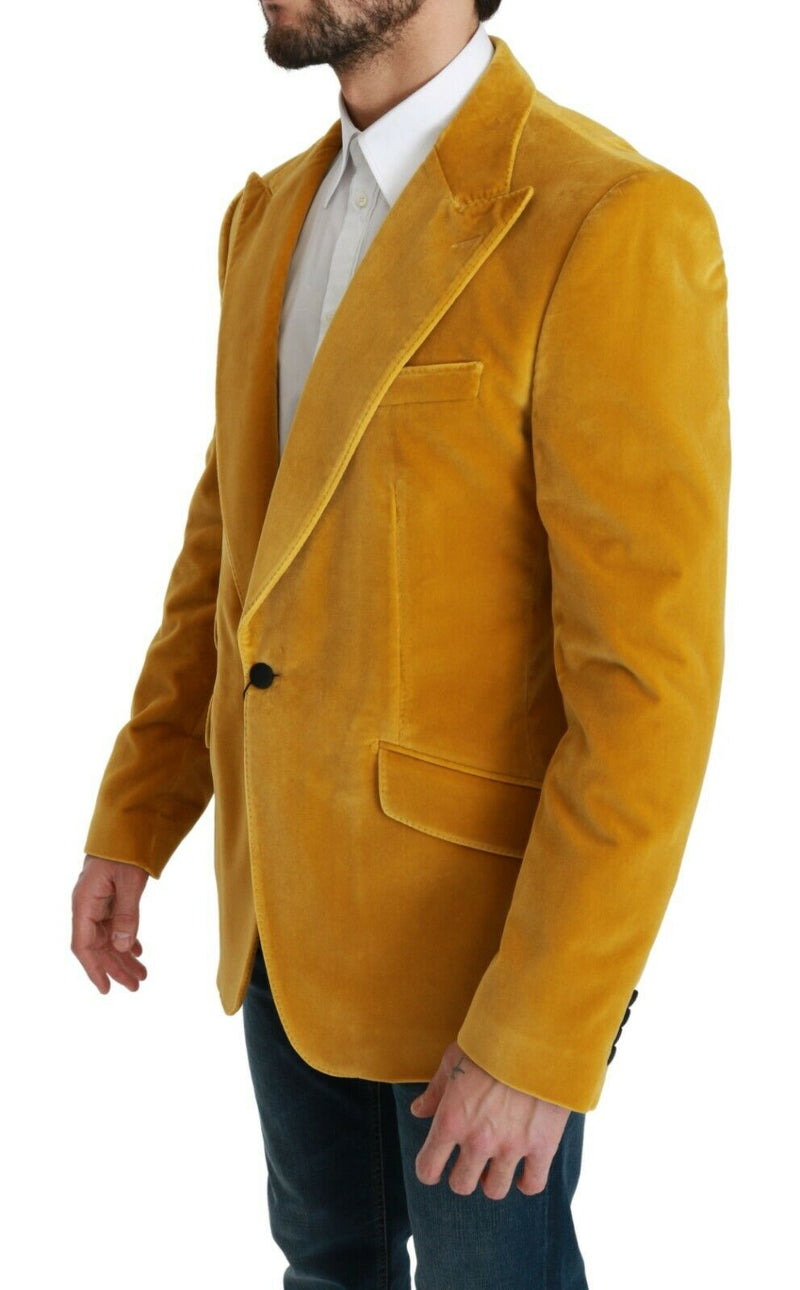 Yellow Velvet Slim Fit Jacket SICILIA Blazer