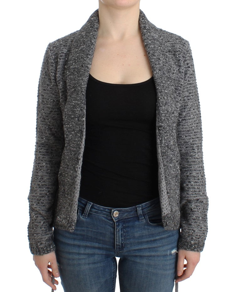 Gray wool knitted cardigan