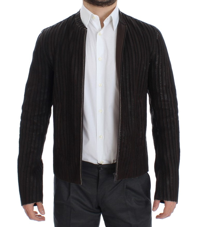 Brown Leather Jacket Biker Coat