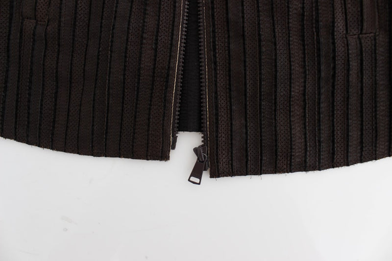 Brown Leather Jacket Biker Coat