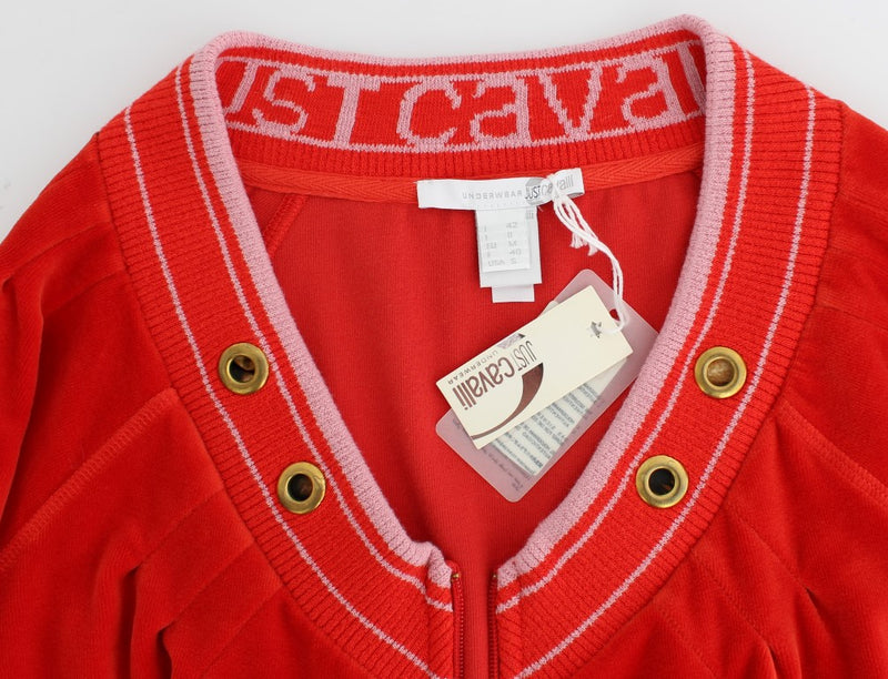 Red velvet zipup sweater