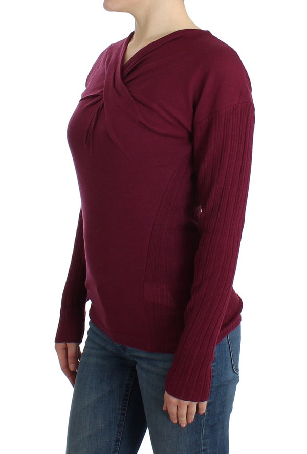 Purple knitted wool sweater