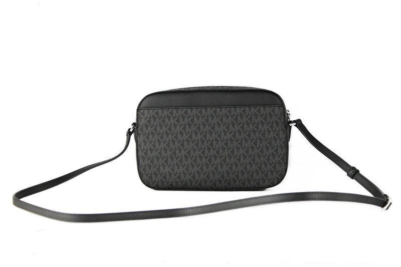 Jet Set Item Large East West Signature Leather Zip Chain Crossbody Handbag (Black PVC/Black)