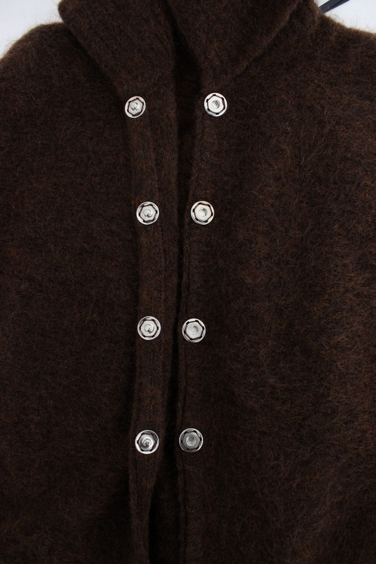 Brown mohair knitted cardigan