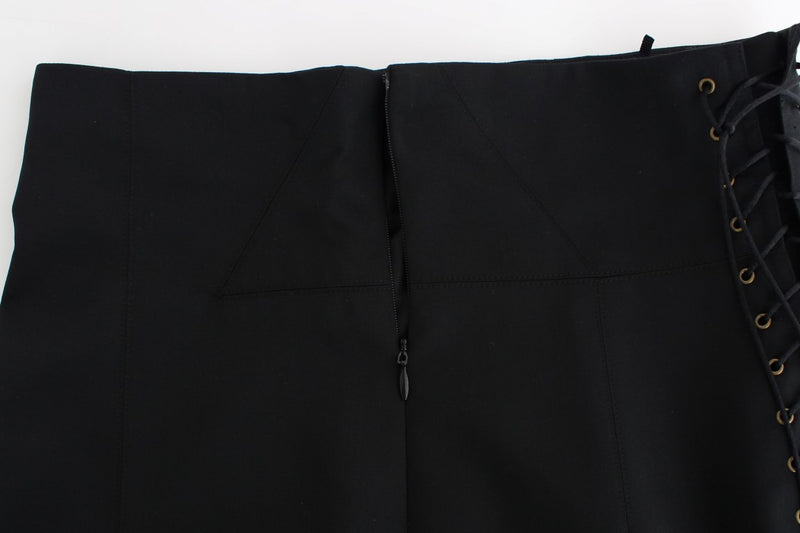 Black Pleated Laced Skirt