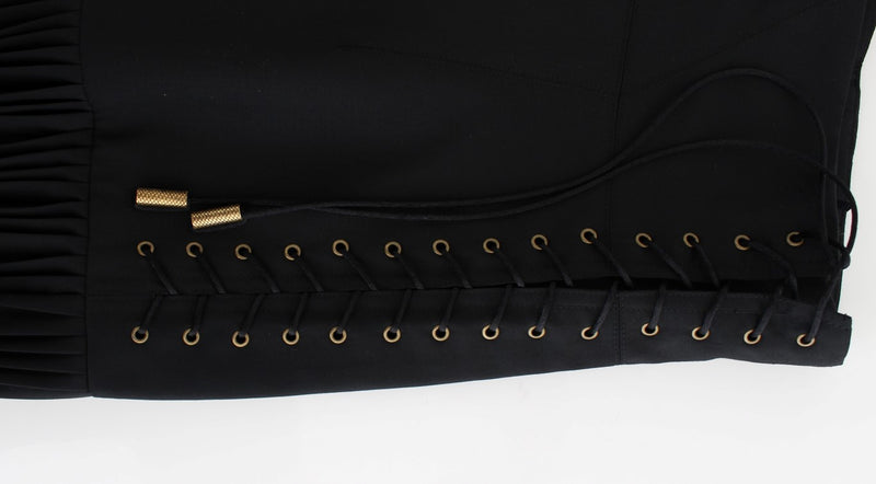 Black Pleated Laced Skirt