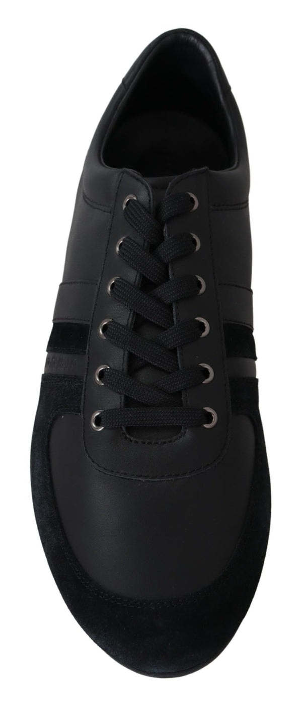 Black Logo Leather Casual Sneakers Shoes