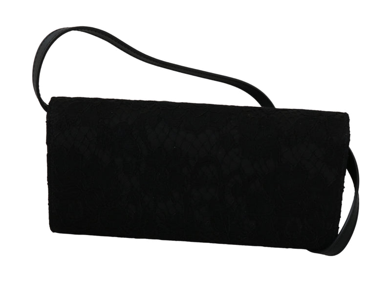 Black Floral Lace Evening Long Clutch Borse Cotton Bag