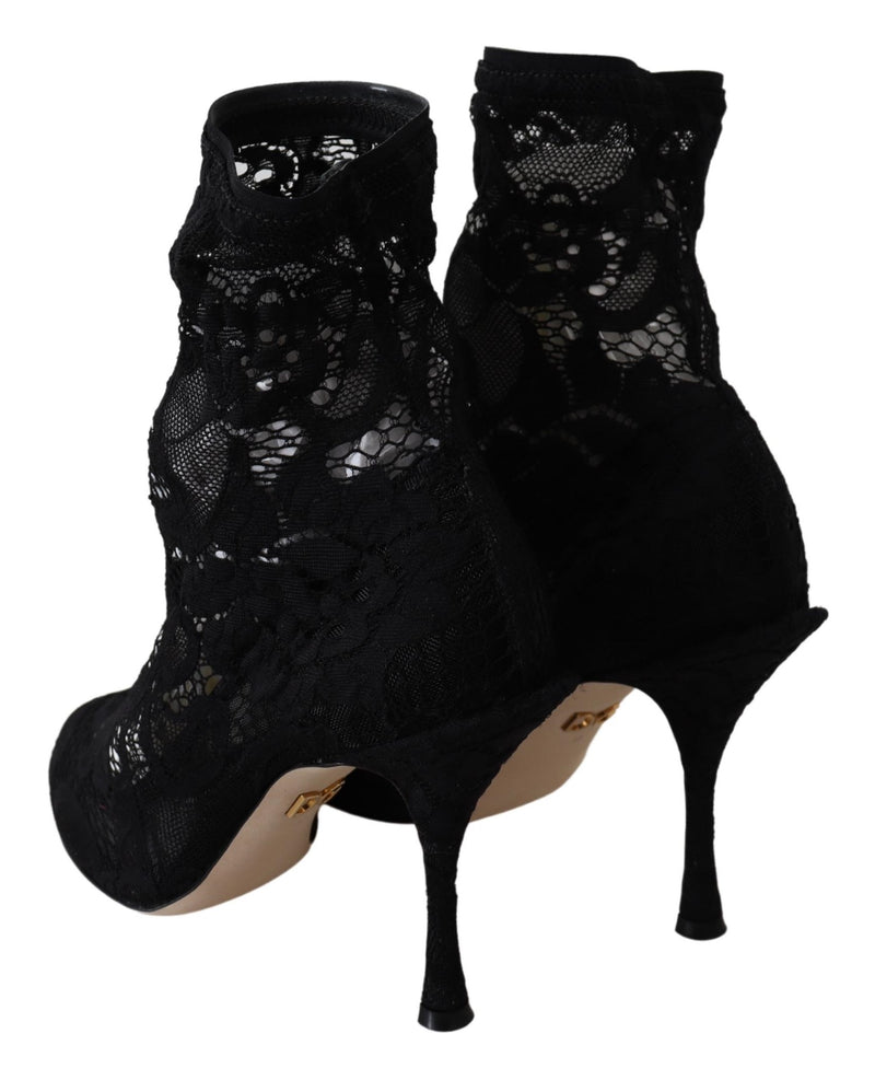 Black Taormina Lace Socks Pumps Boots