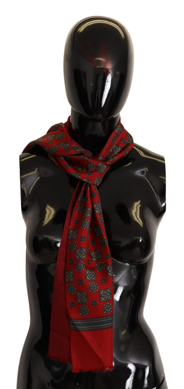 Red Patterned 100% Silk Wrap Women Shawl Scarf