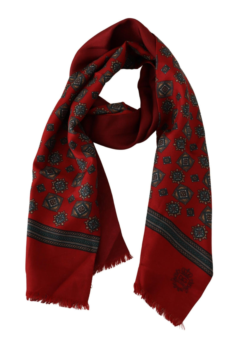 Red Patterned 100% Silk Wrap Women Shawl Scarf