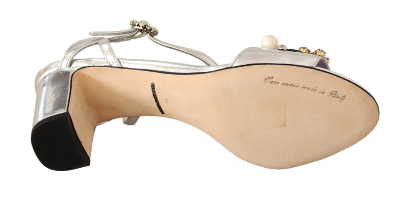 Silver Crystals Ankle Strap Sandals Shoes