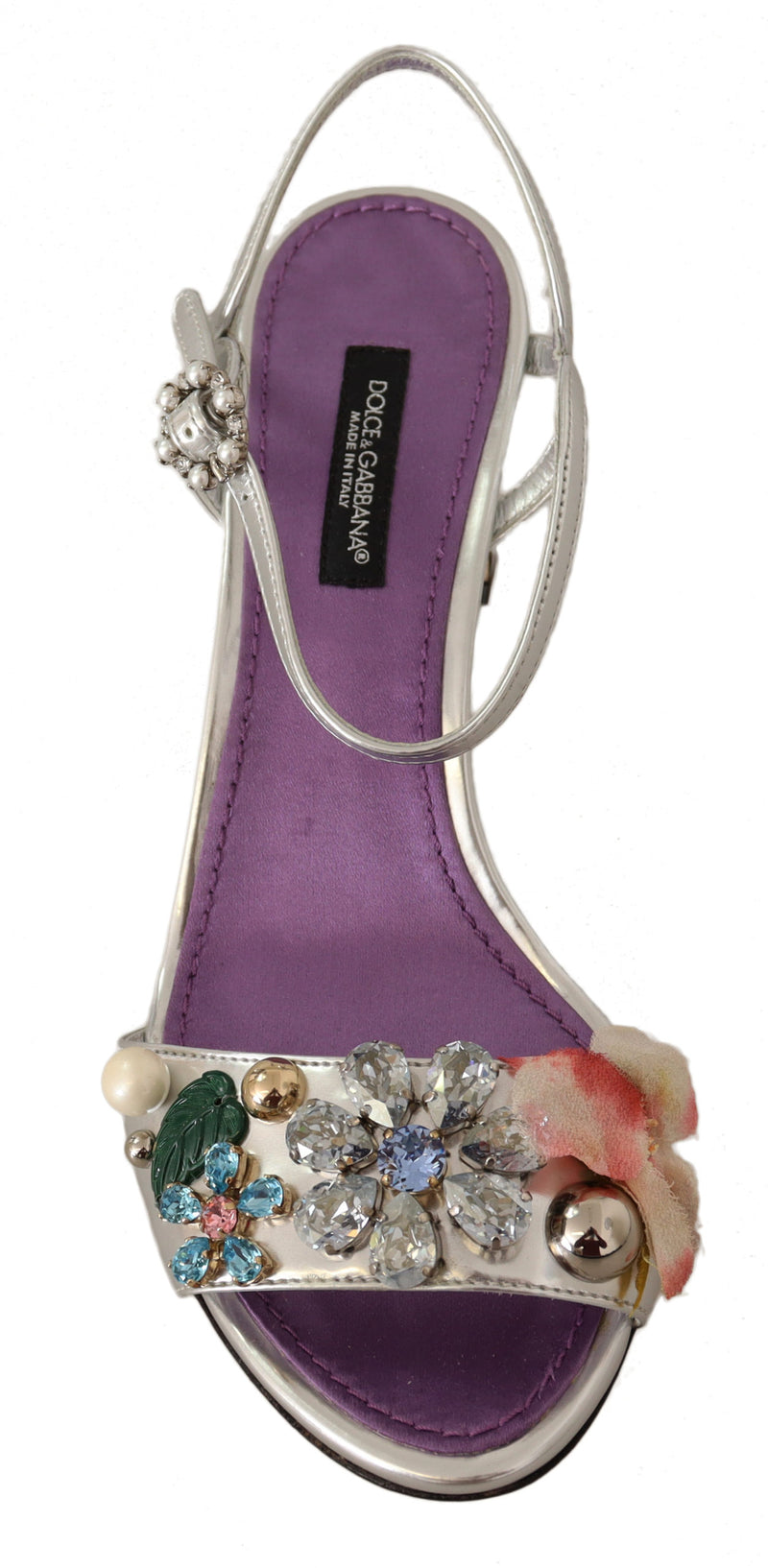 Silver Crystals Ankle Strap Sandals Shoes
