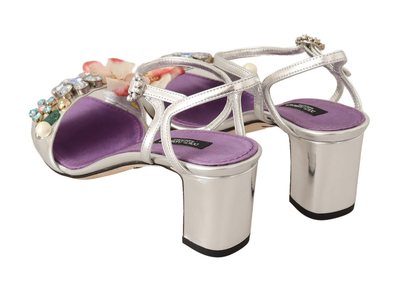 Silver Crystals Ankle Strap Sandals Shoes