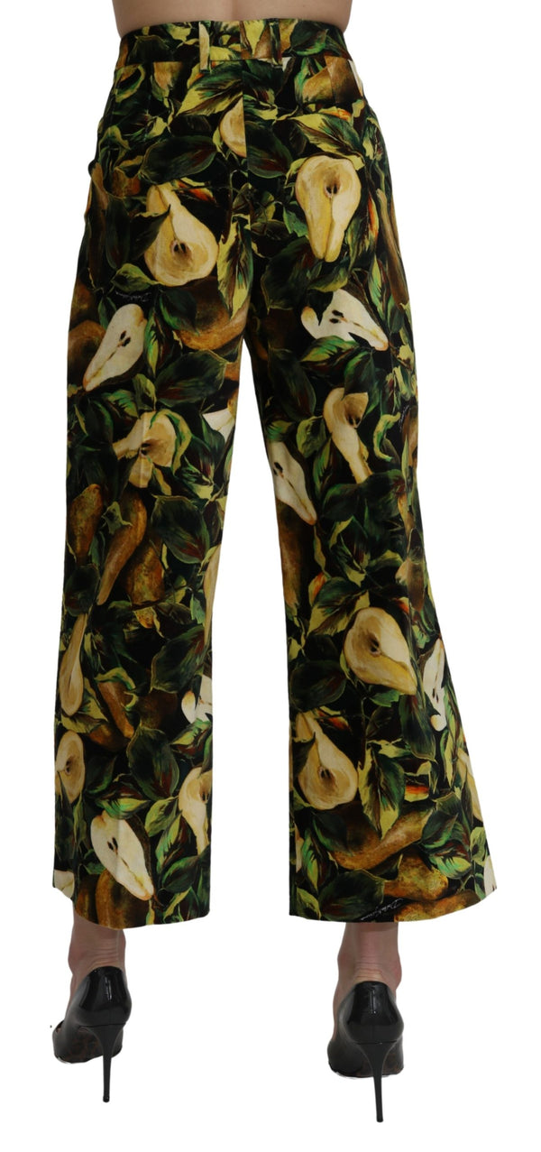 Black Pear High Waist Cropped Cotton Pants
