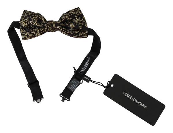 Brown Floral Jacquard Adjustable Neck Papillon Bow Tie