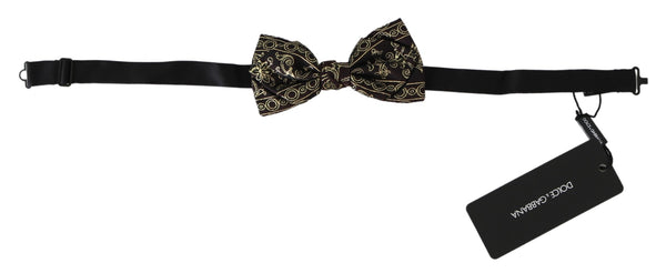 Brown Floral Jacquard Adjustable Neck Papillon Bow Tie