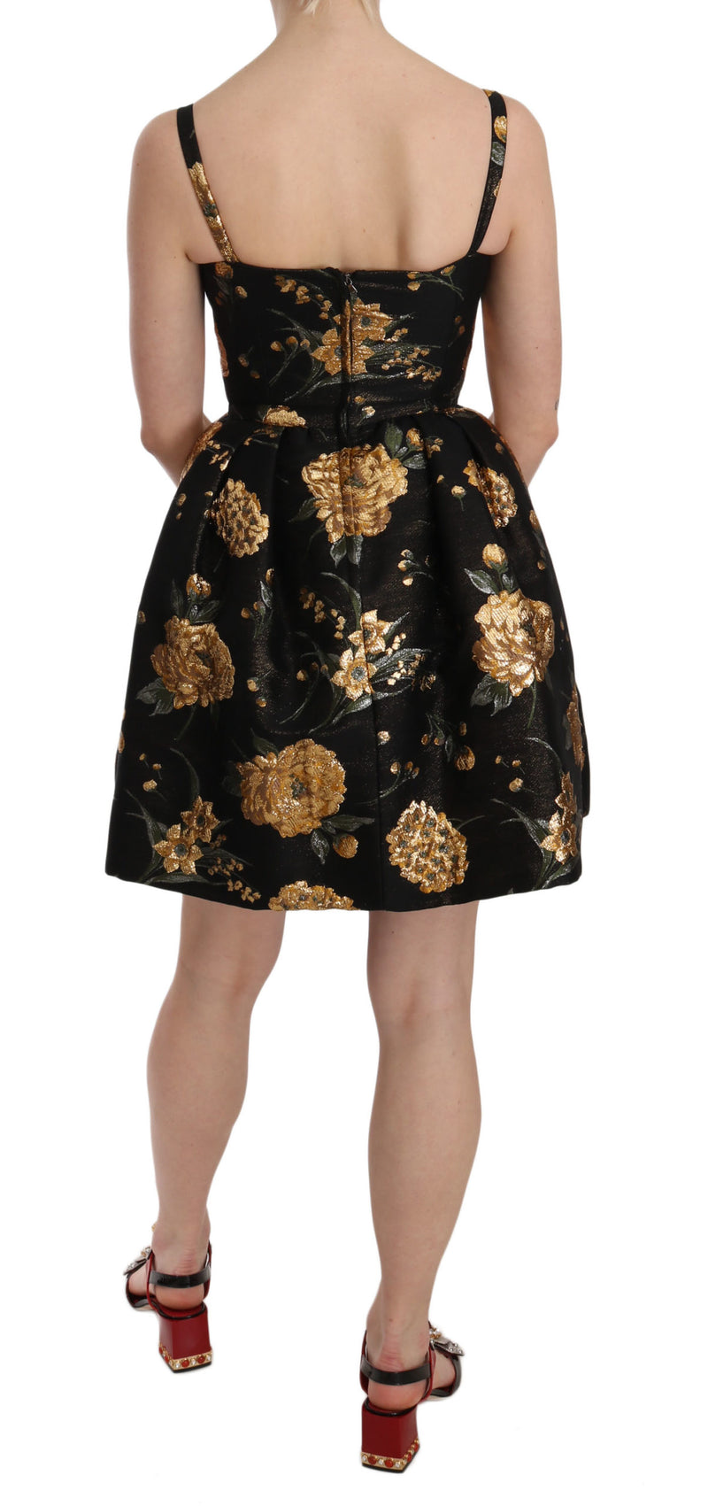 Gold Metallic Jacquard Crystal Dress