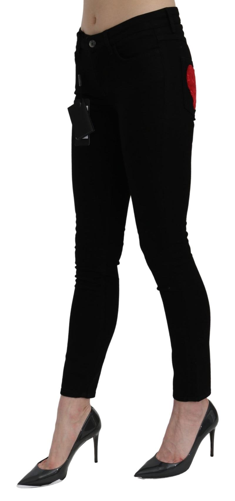 Black Mid Waist Skinny PRETTY Cotton Jeans