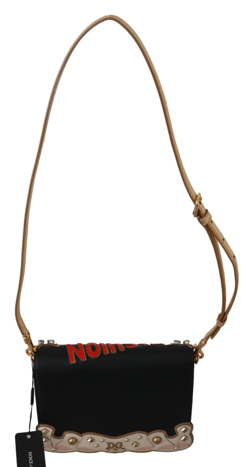 Black Leather Crystal Fashion Sinner Borse LUCIA Purse