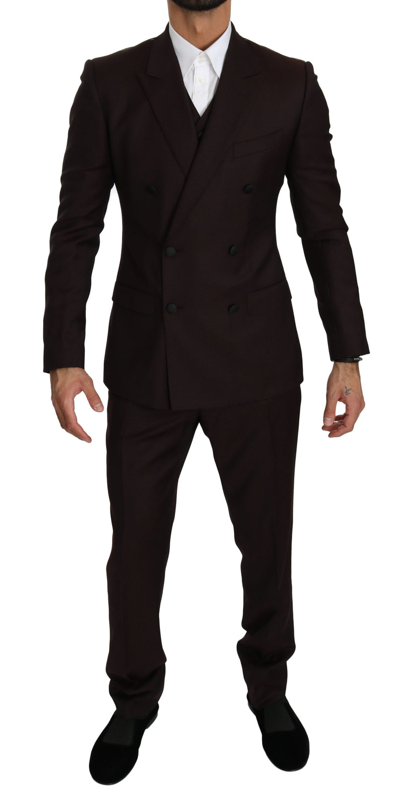 Bordeaux Wool Slim 3 Piece MARTINI Suit
