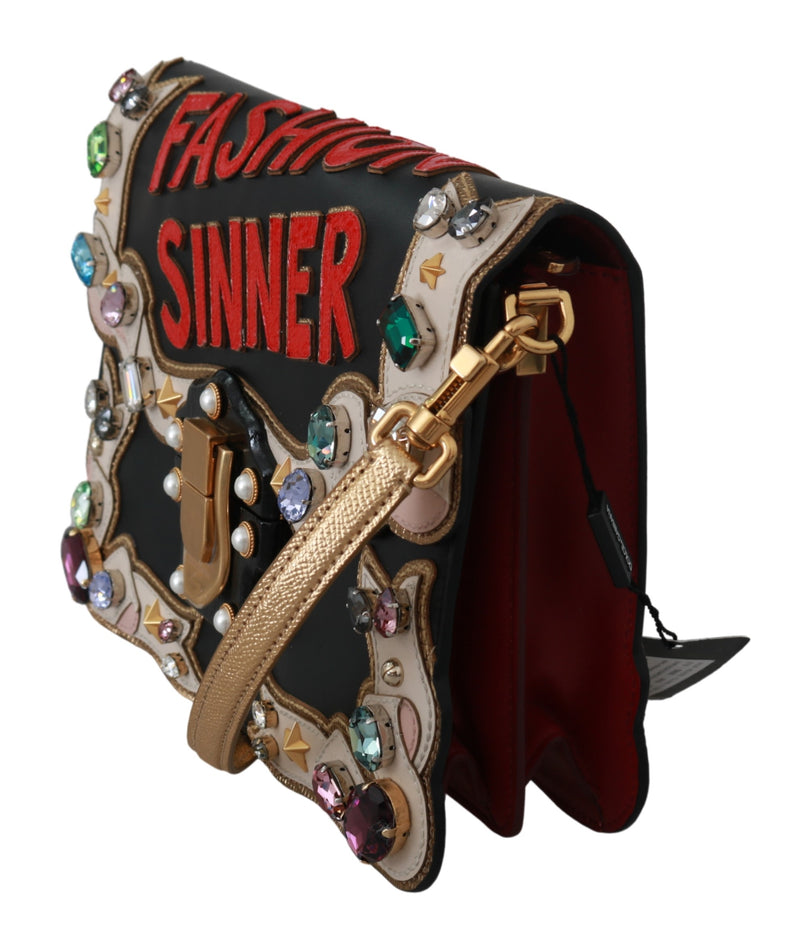 Black Leather Crystal Fashion Sinner Borse LUCIA Purse