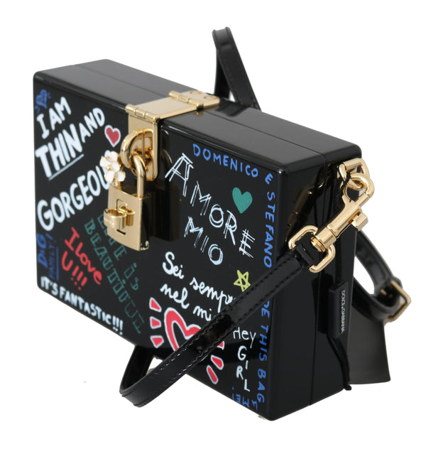 Hand Painted Wooden Black BOX SICILY Leather Purse