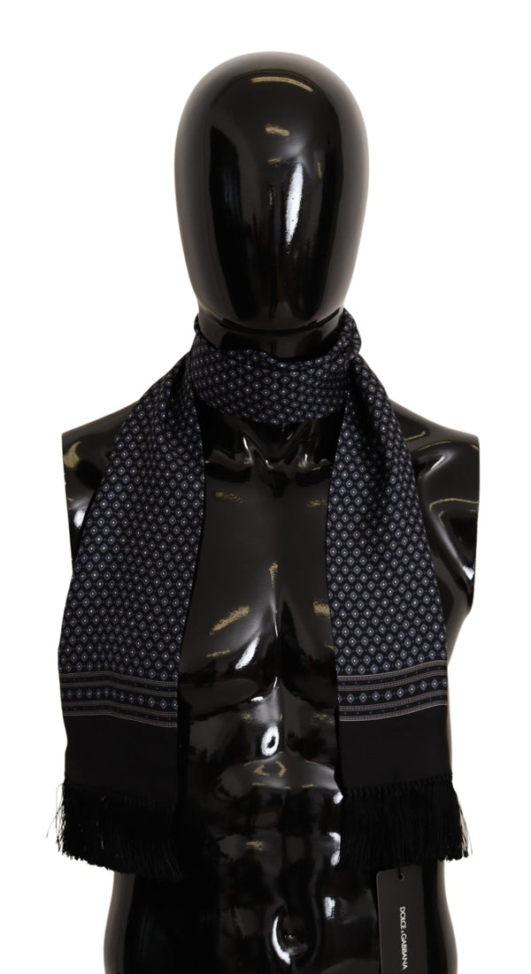 Blue Baroque Mens Shawl Fringes Scarf