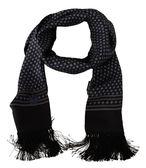 Blue Baroque Mens Shawl Fringes Scarf