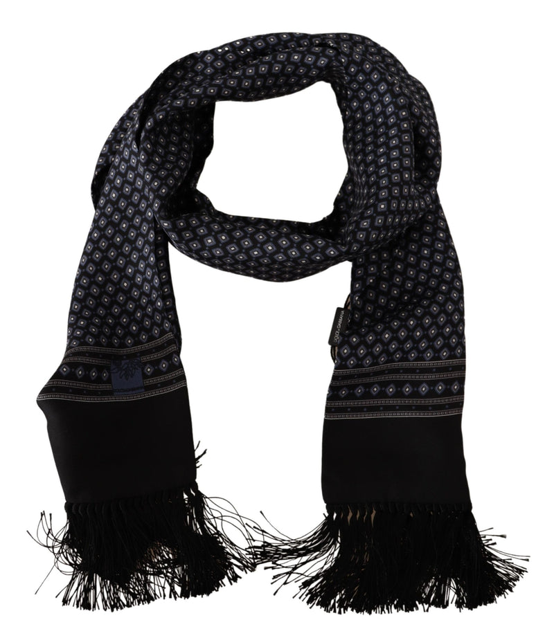 Blue Baroque Mens Shawl Fringes Scarf