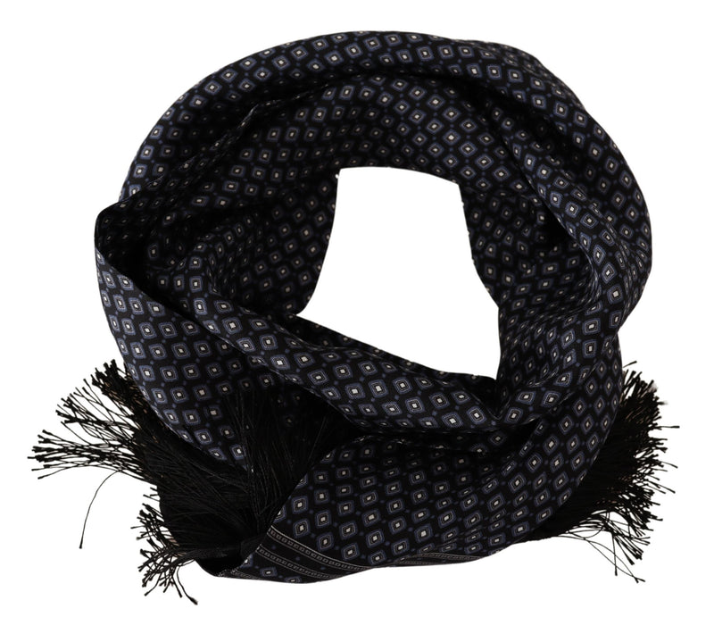 Blue Baroque Mens Shawl Fringes Scarf