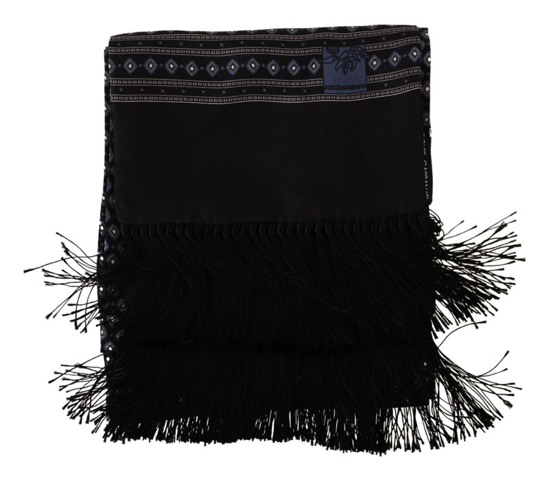 Blue Baroque Mens Shawl Fringes Scarf