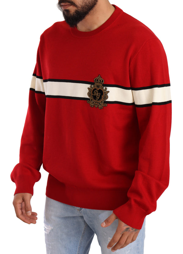 Red DG Heraldic Crown Wool Pullover Sweater