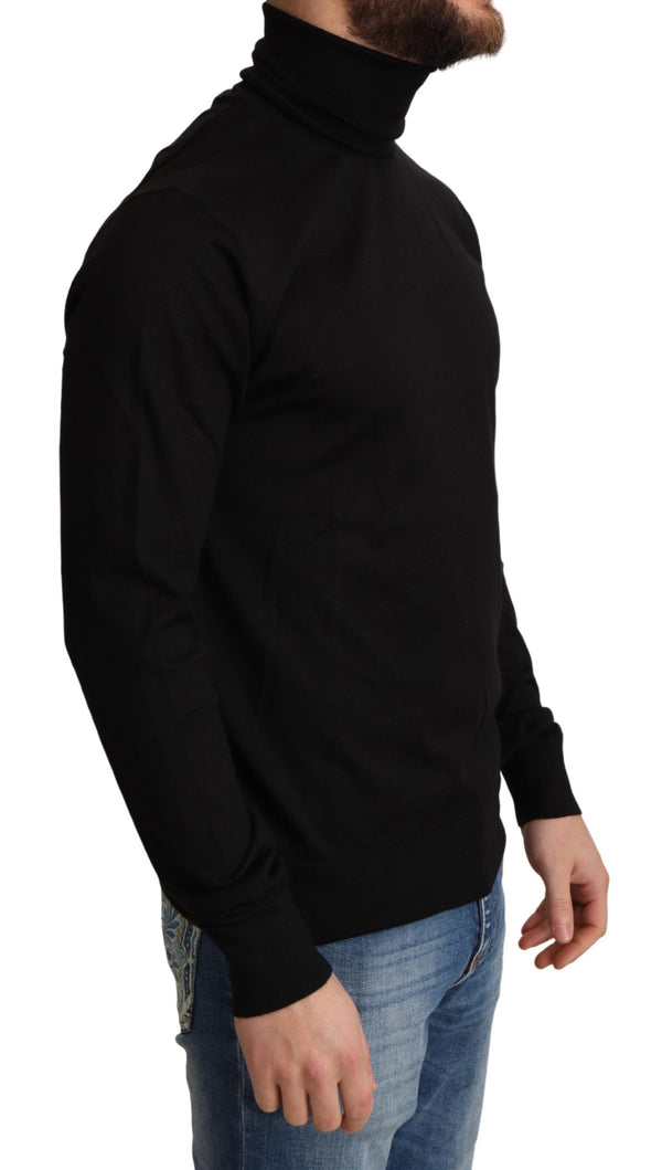Black Cashmere Turtleneck Pullover Sweater
