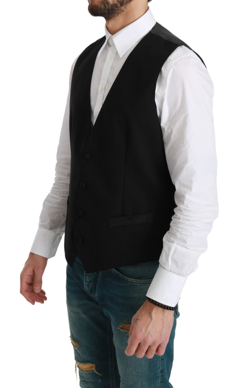 Black Waistcoat Formal Virgin Wool Vest