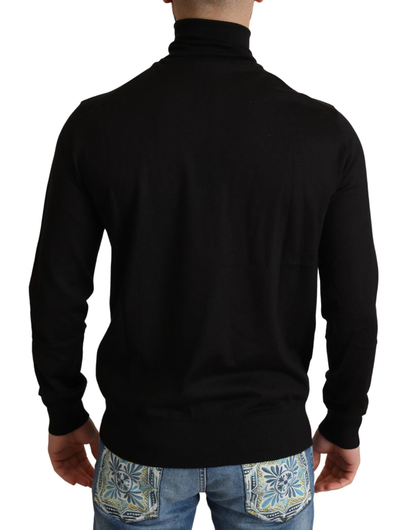 Black Cashmere Turtleneck Pullover Sweater