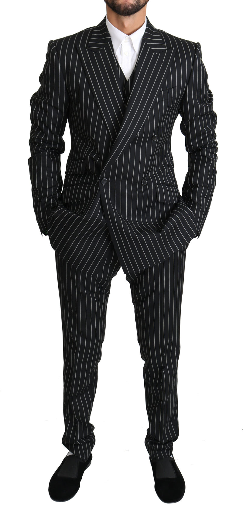Black White Striped 3 Piece SICILIA Suit