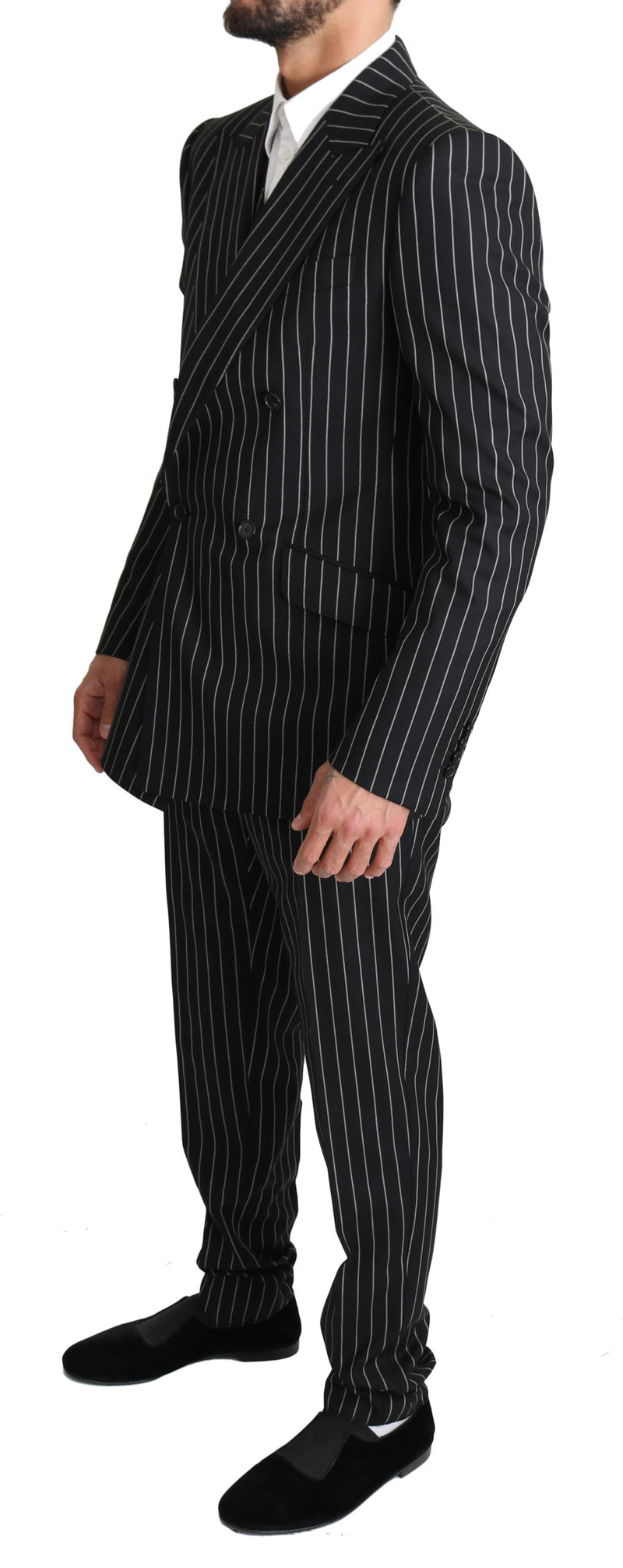 Black White Striped 3 Piece SICILIA Suit