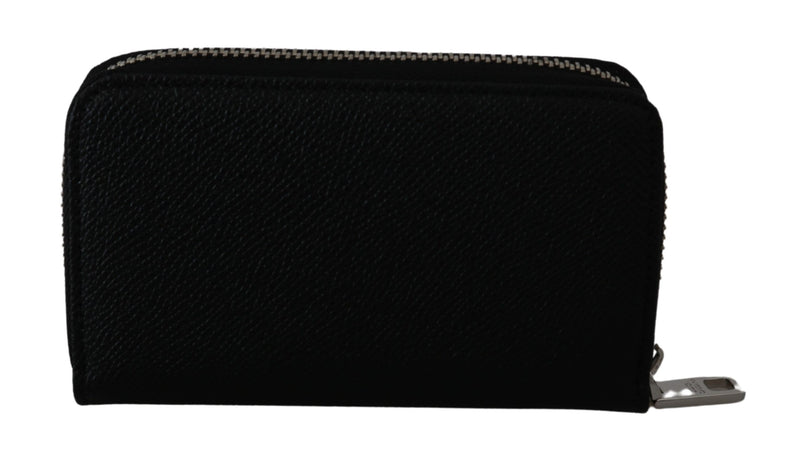 Black Mens Coin Purse Zipper Holder 100% Leather Wallet