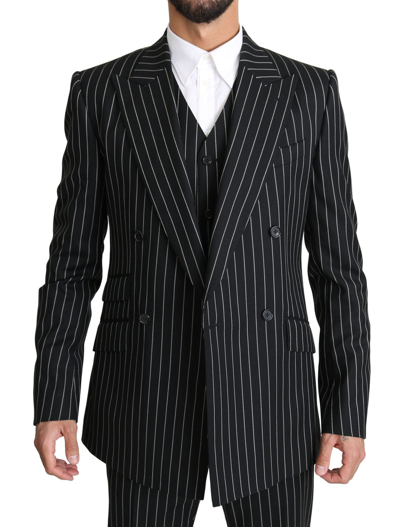 Black White Striped 3 Piece SICILIA Suit