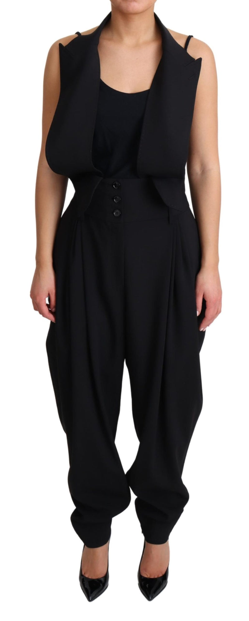 Black Wool Jumper One Piece  Dress Pants