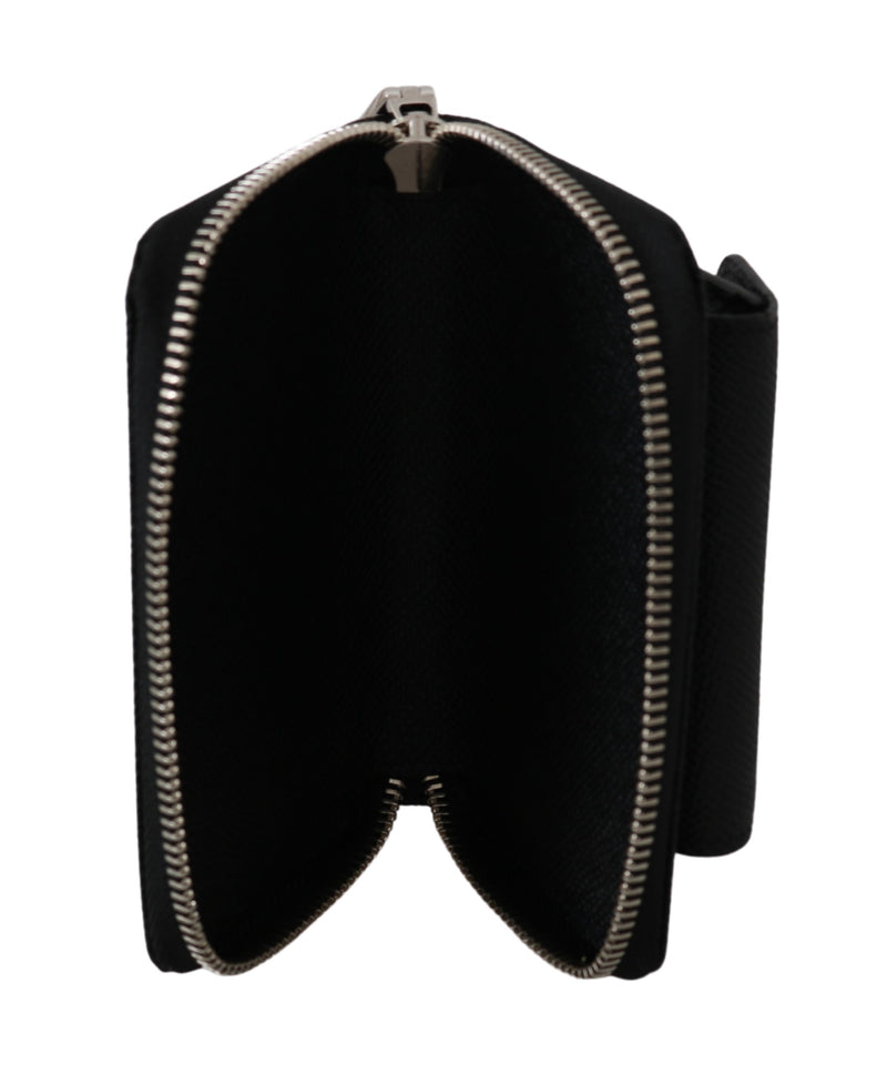 Black Mens Coin Purse Zipper Holder 100% Leather Wallet