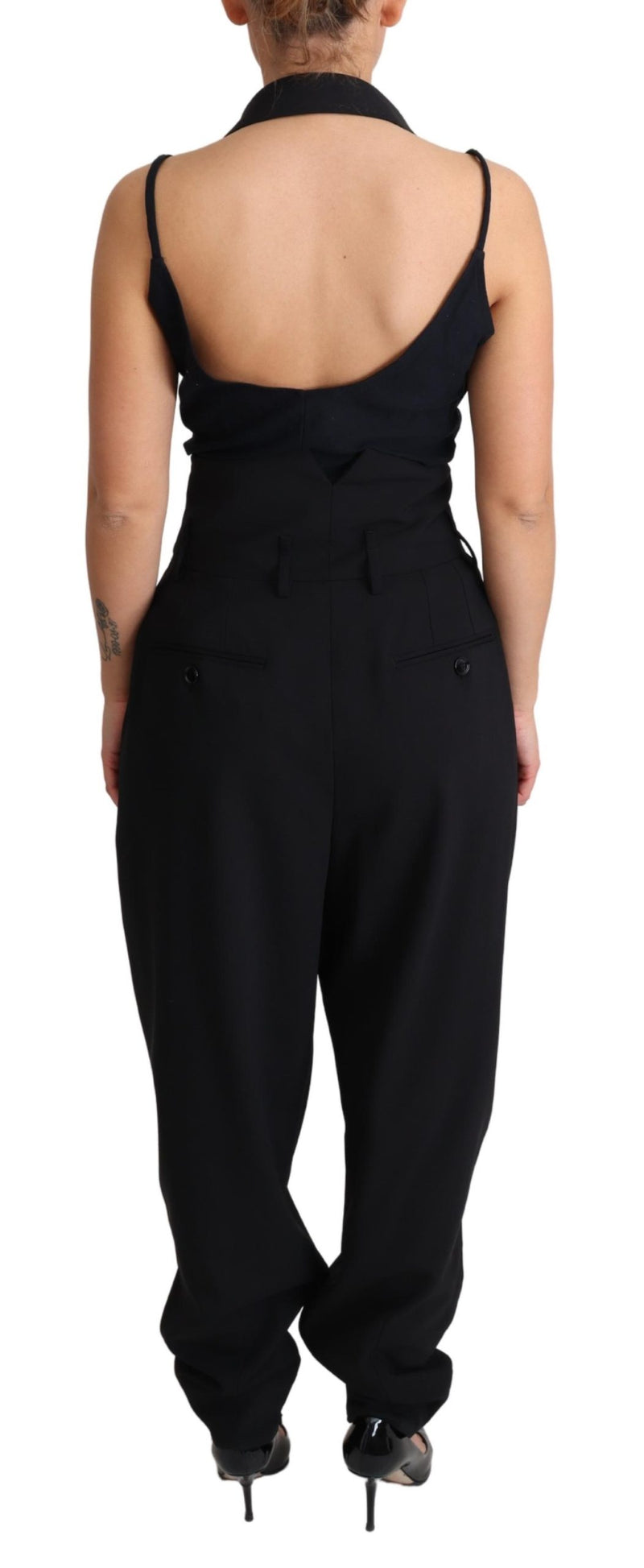 Black Wool Jumper One Piece  Dress Pants