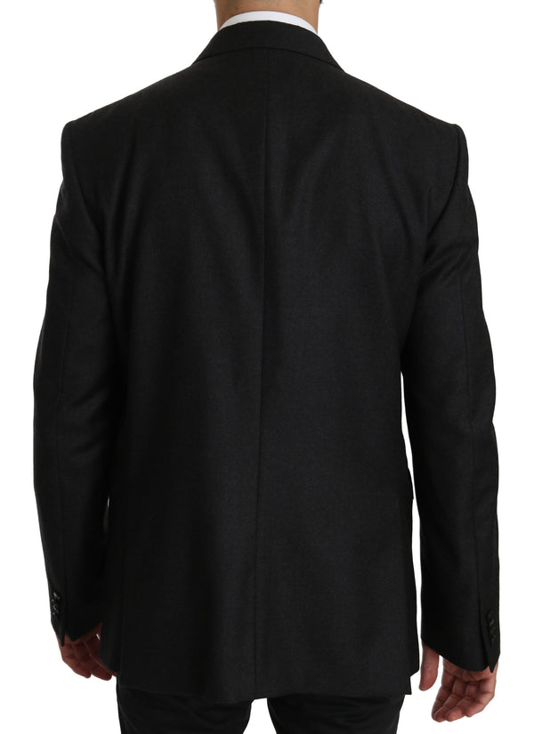 Gray Wool Slim Fit Two Button Jacket Blazer
