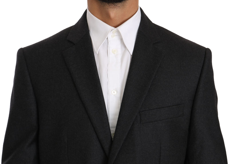 Gray Wool Slim Fit Two Button Jacket Blazer